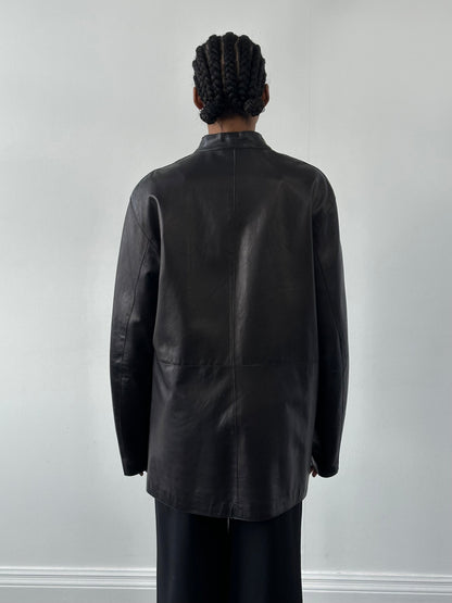 Emporio Armani 2000s Double Zip Leather Jacket - XL