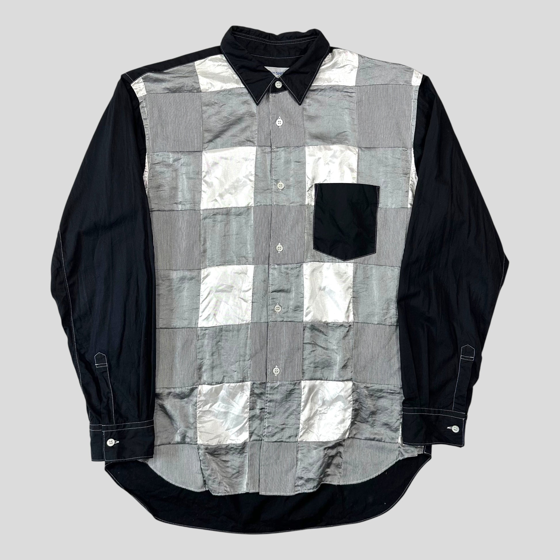 CDG Shirt 00s Rayon Patchwork Contrast Stitch Shirt - M/L CDG Shirt 00s Rayon Patchwork Contrast Stitch Shirt - M/L