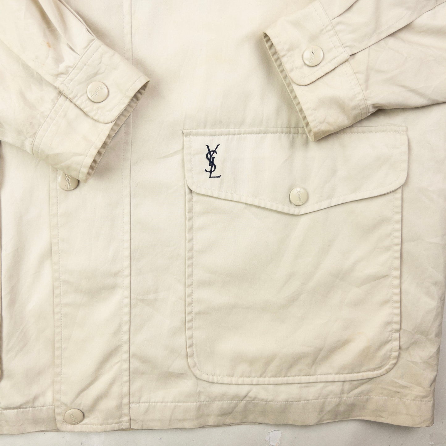 Vintage 90s YSL Yves Saint Laurent Zip Up Jacket Size XL | XL, Cream