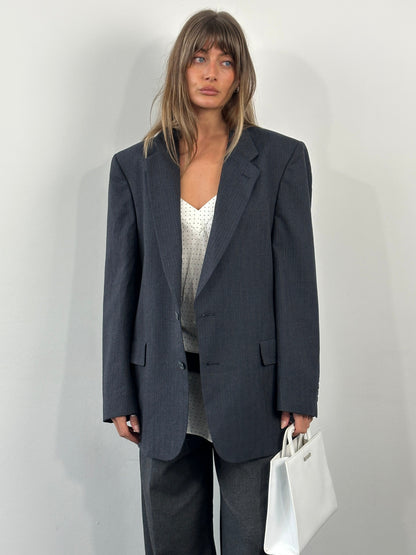 Christian Dior Monsieur 1980s Pure Wool Stripe Blazer - 44R/XL