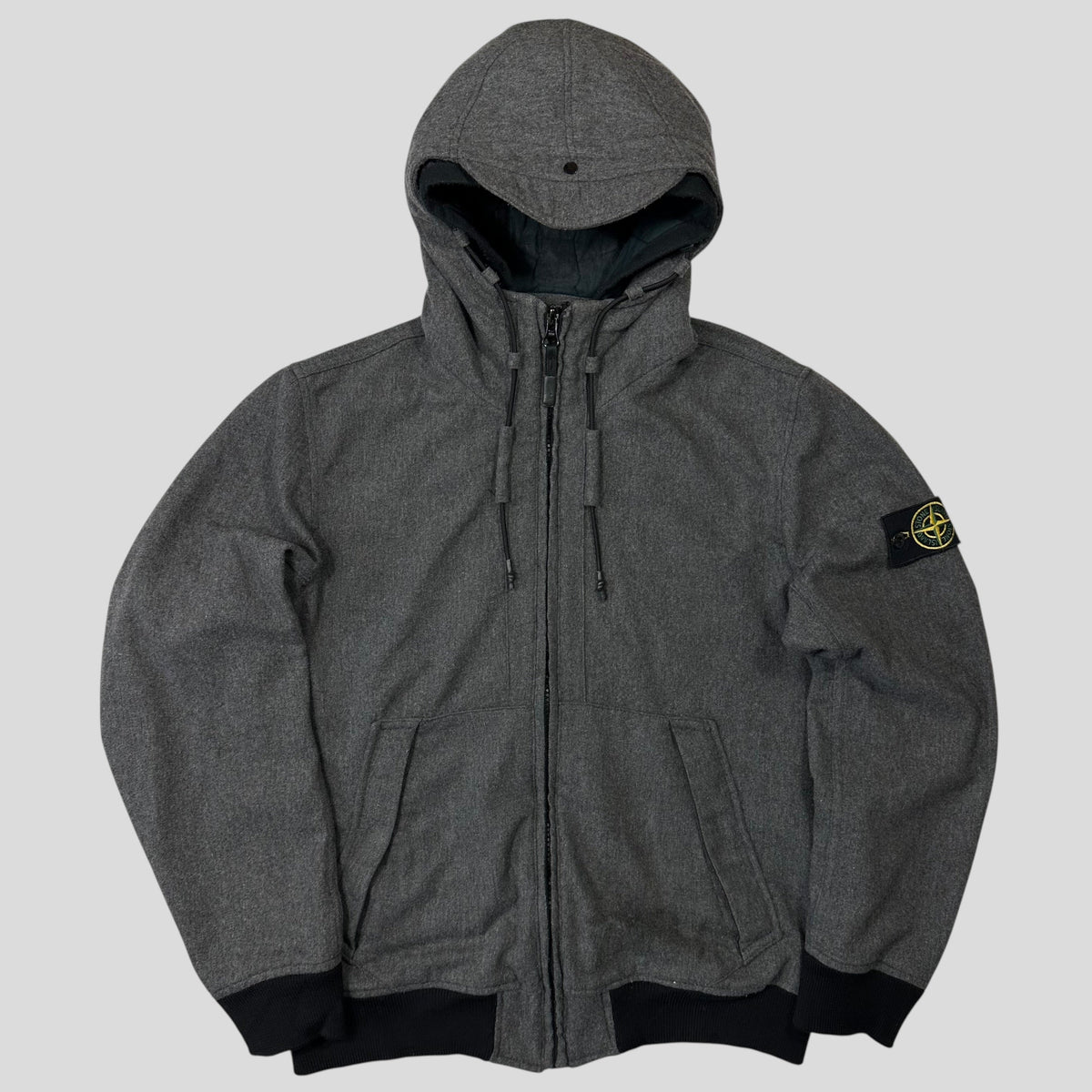 Stone Island AW14 Mélange Wool Poly Double Hood Jacket - L | Grey