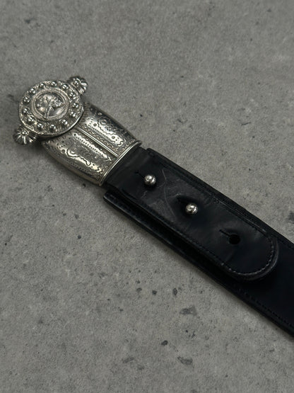 Gianni Versace Versus 1990s Panther Buckle Leather Belt - W38