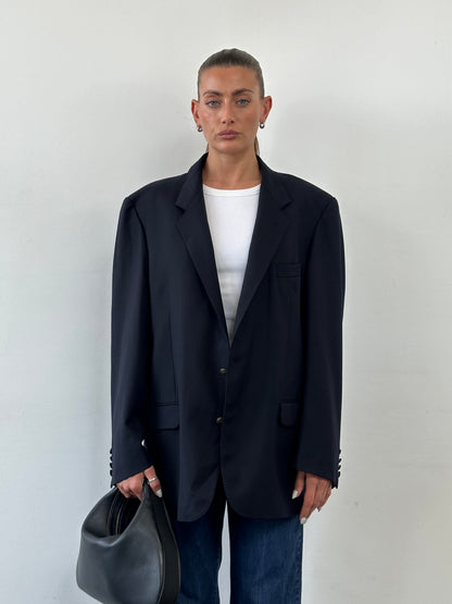 Yves Saint Laurent Pour Homme 1980s Pure Wool Bespoke Button Blazer - XL