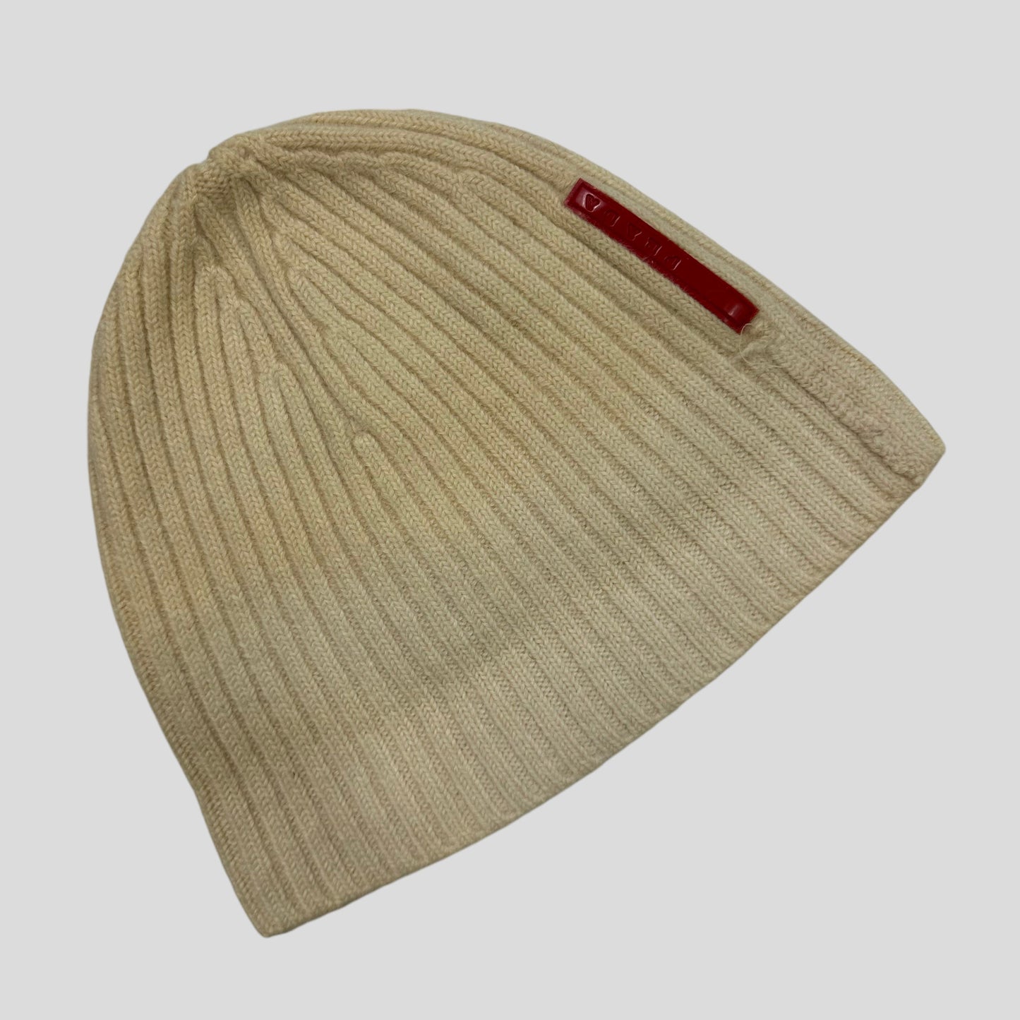 Prada Sport 00’s Cream Ribbed Fisherman’s Beanie - S/M