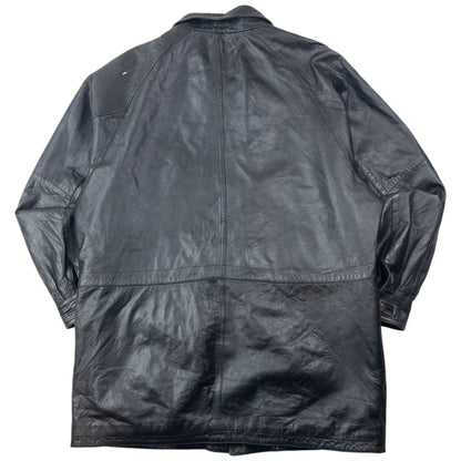 Vintage 80s Hugo Boss Zip Up Leather Jacket Size XXL | XXL, Black