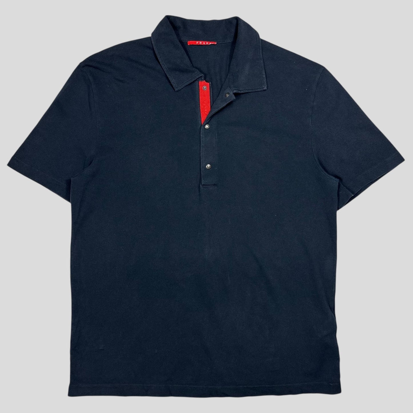 Prada Sport 2007 Red Spellout Logo Polo Shirt - XL (M/L)