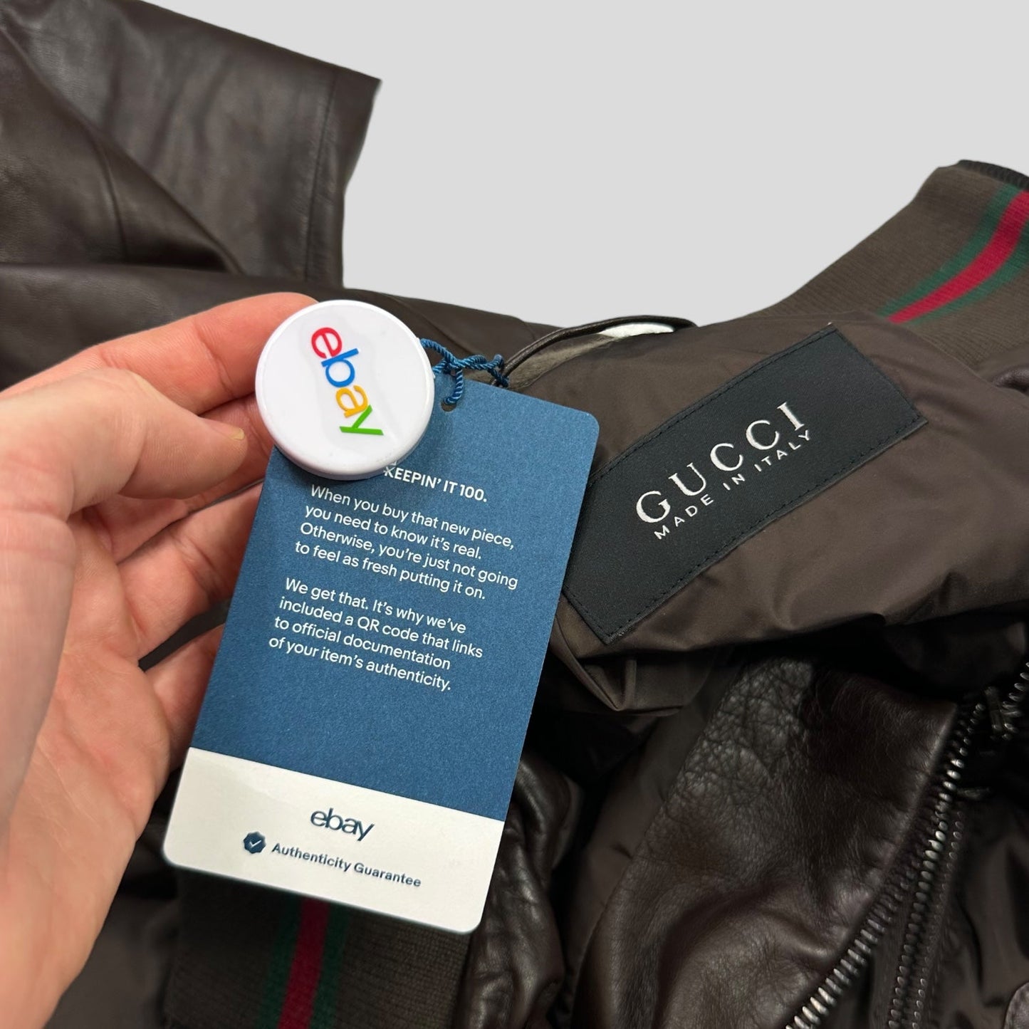 Gucci Brown Nappa Leather Hybrid Logo Bomber Jacket - IT46 (S) | Default Title, Brown