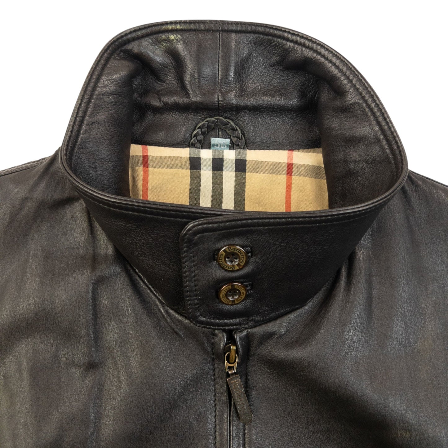 Vintage 2000s Burberry Nova Check Lined Leather Jacket Size XL | XL, Brown