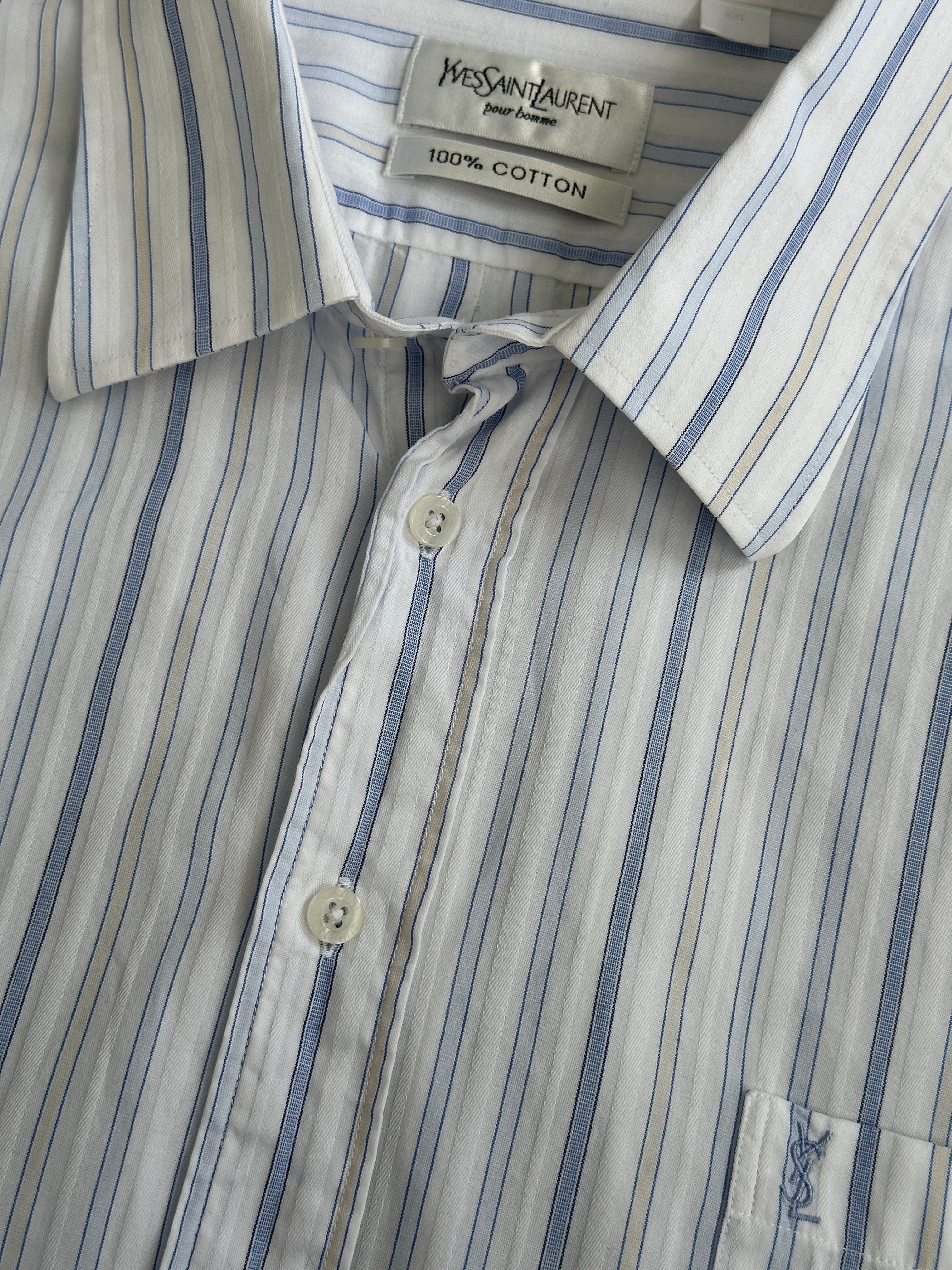 【Yves Saint Laurent】2000s Stripe Shirt Yves Saint Laurent 2000s Pure Cotton Striped Shirt - XXL | XXL