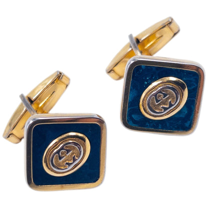 Vintage 80s Gucci Marble Pattern Cufflinks | O/S, Blue
