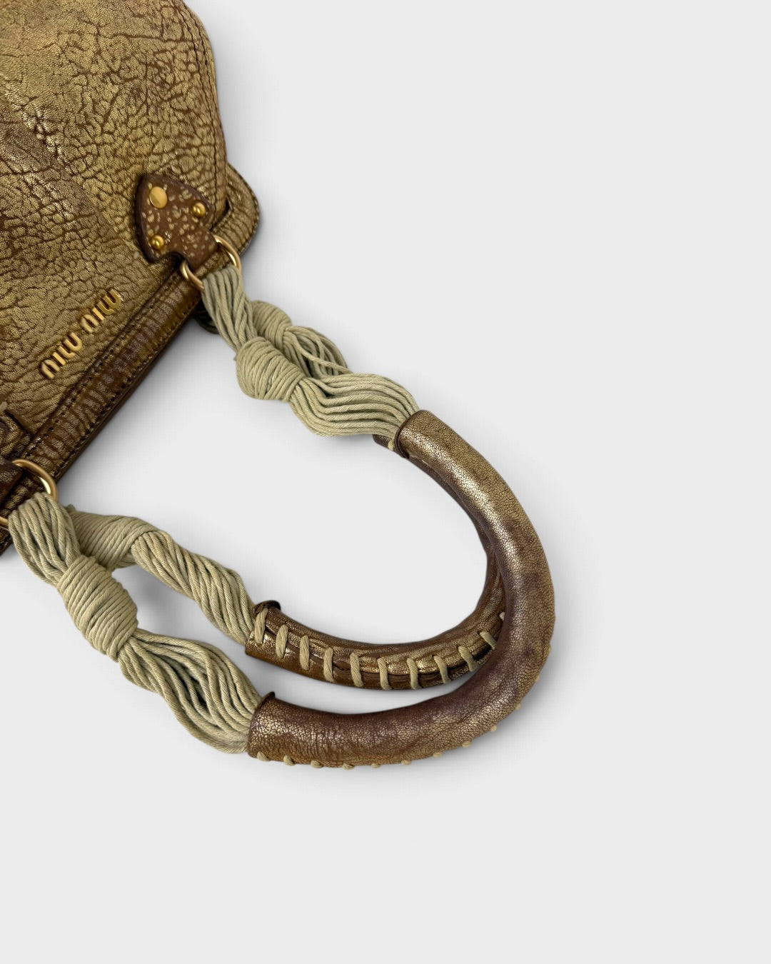 2000s Miu Miu Gold Leather Rope Handbag | O/S, Multicoloured