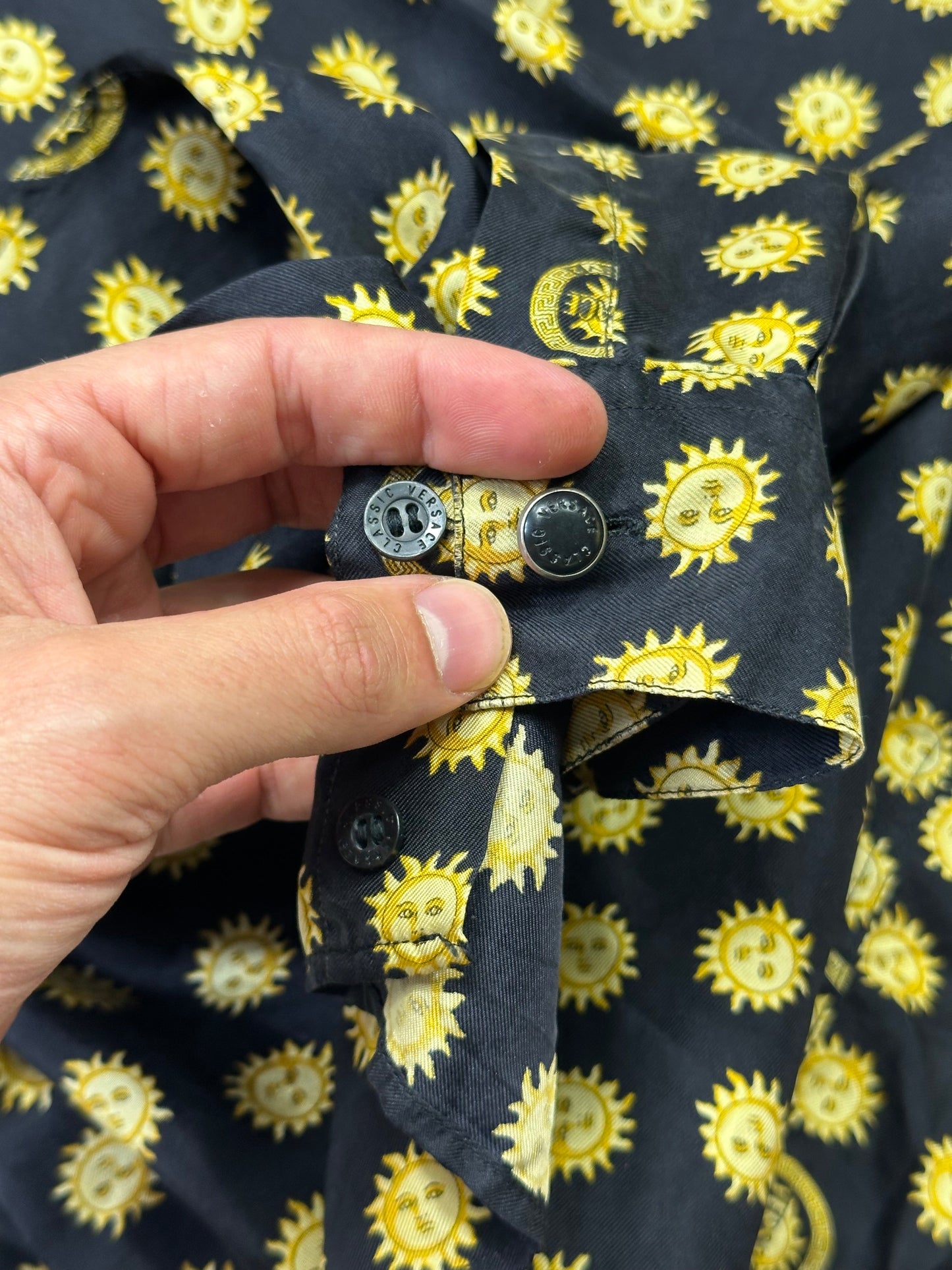 Versace V2 Classic 90’s Silk Sun Print Shirt - XS (M) | Default Title, Black