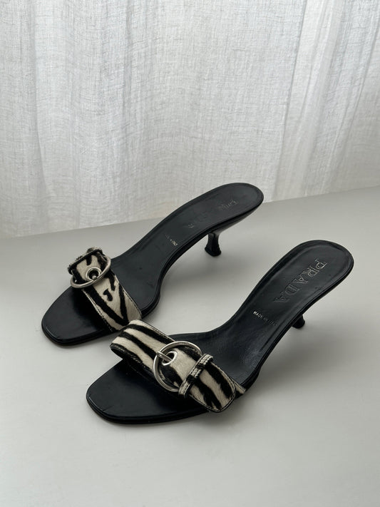 Prada Zebra Pony Hair Kitten Heels - UK 4.5 | EUR 37.5