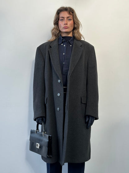 Vintage 1980s Pure Cashmere Concealed Placket Coat - XL