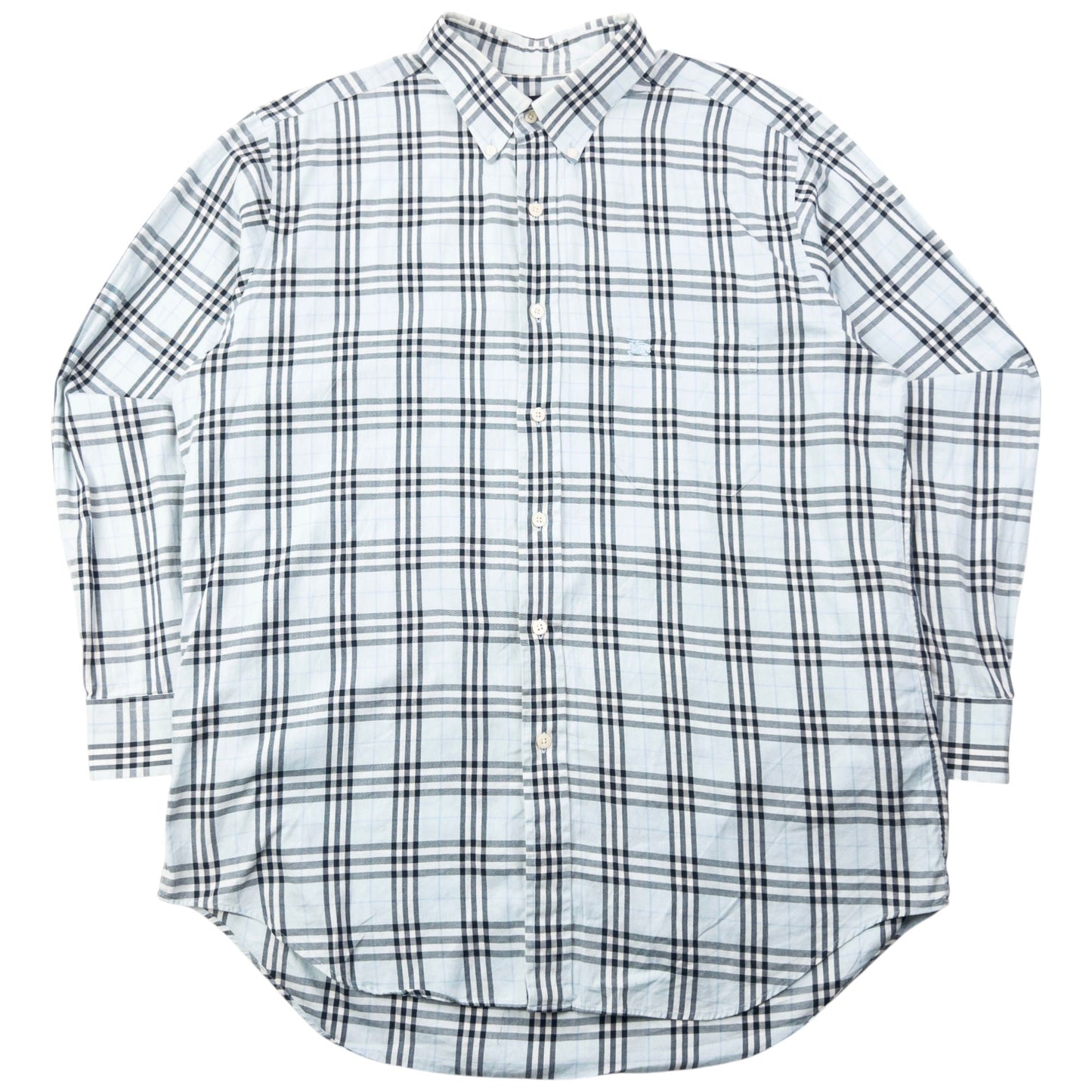 Vintage 2000s Burberry Nova Check Long Sleeve Button Up Shirt Size L | Large, Blue