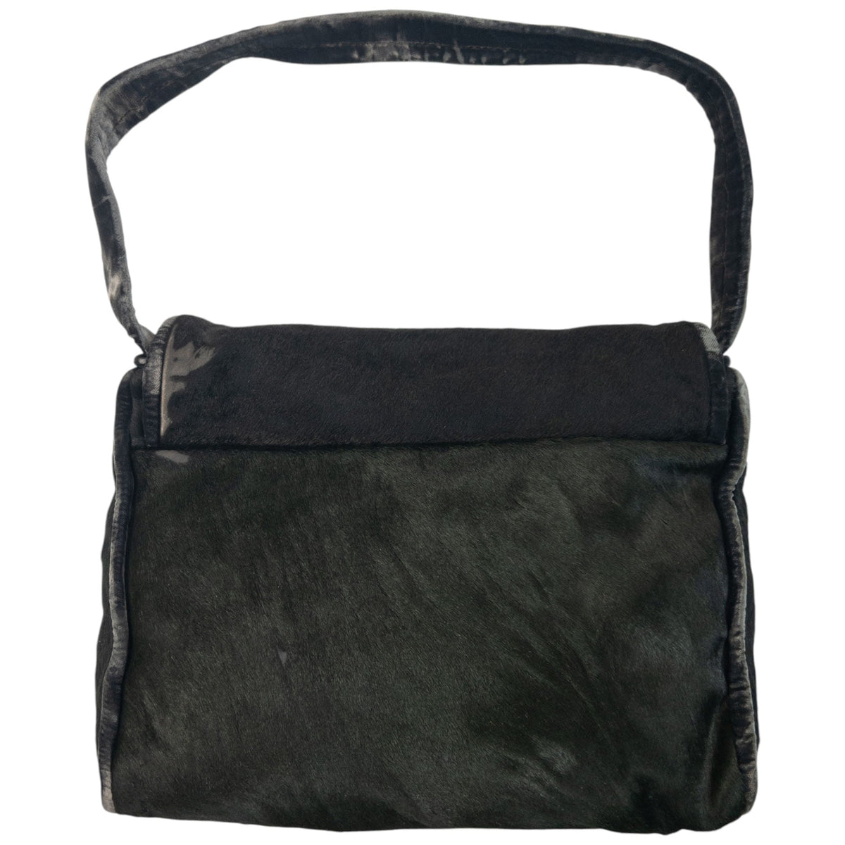 Vintage 90s Giorgio Armani Fur Velour Shoulder Bag | O/S, Black