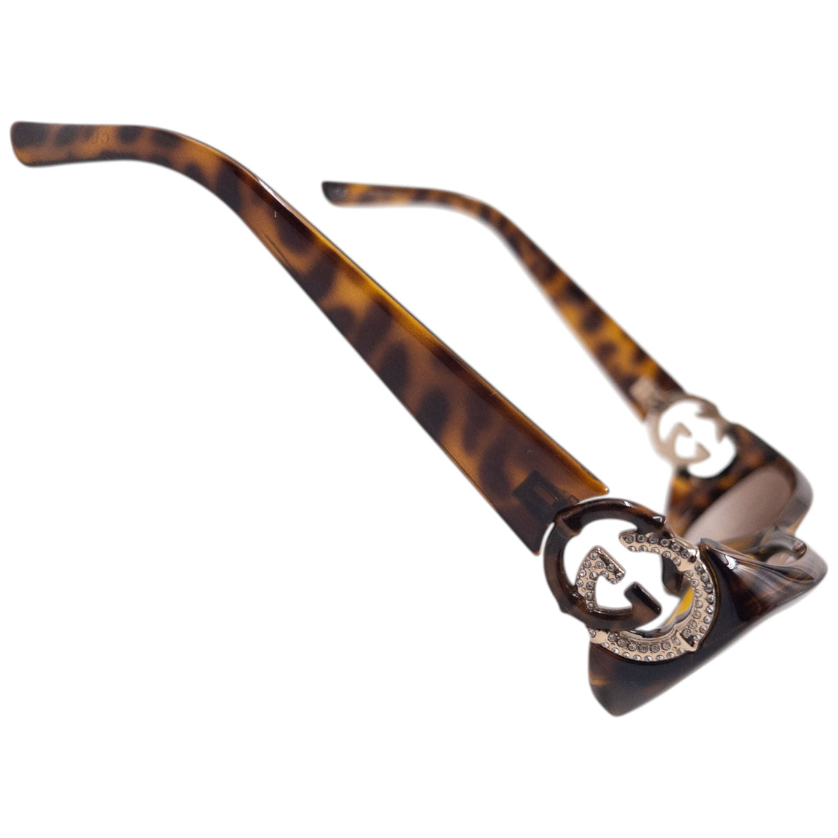 Vintage 2000s Gucci Diamanté Tortoise Shell Sunglasses | O/S, Brown