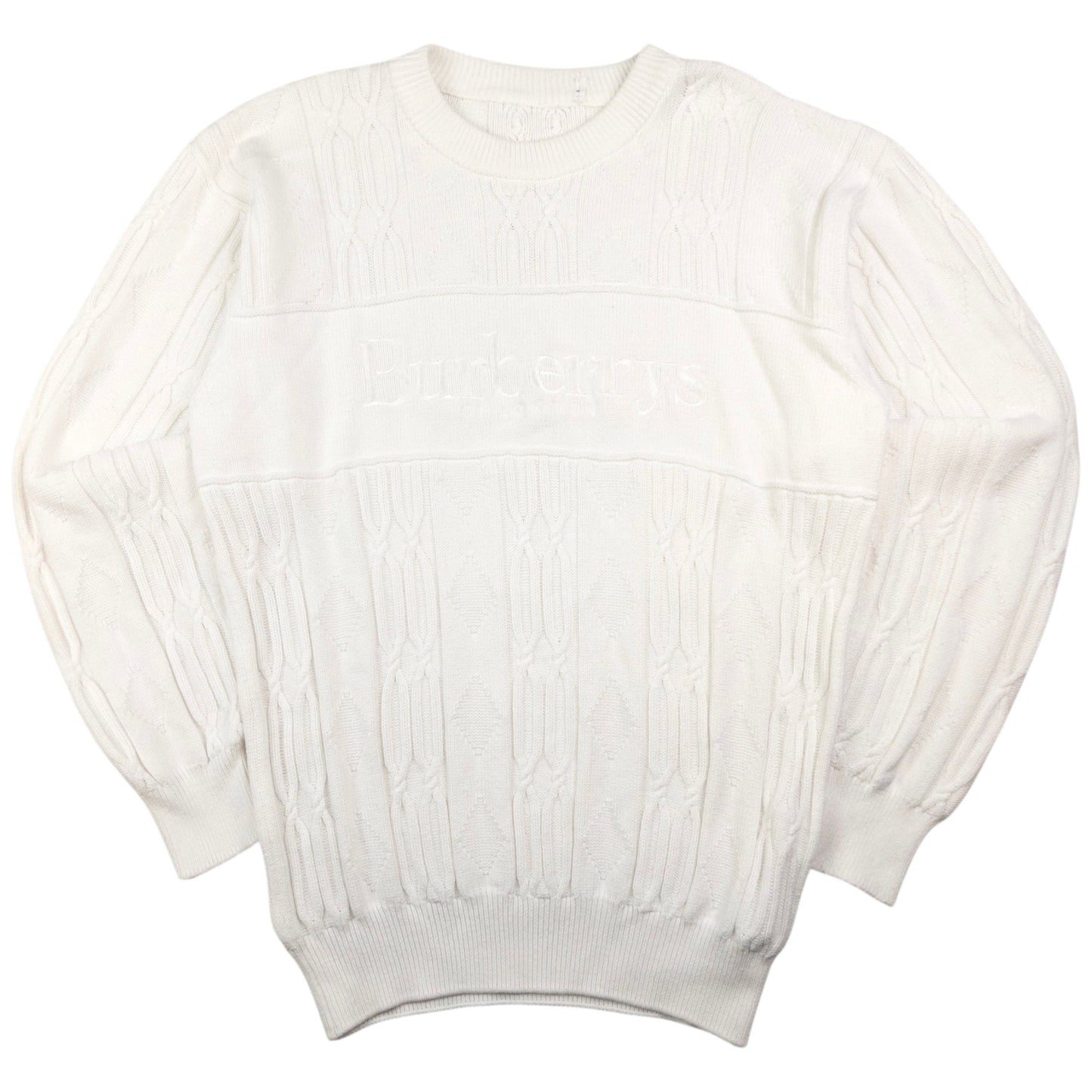 Vintage Burberry Embroidered Cable Knit Jumper Size S