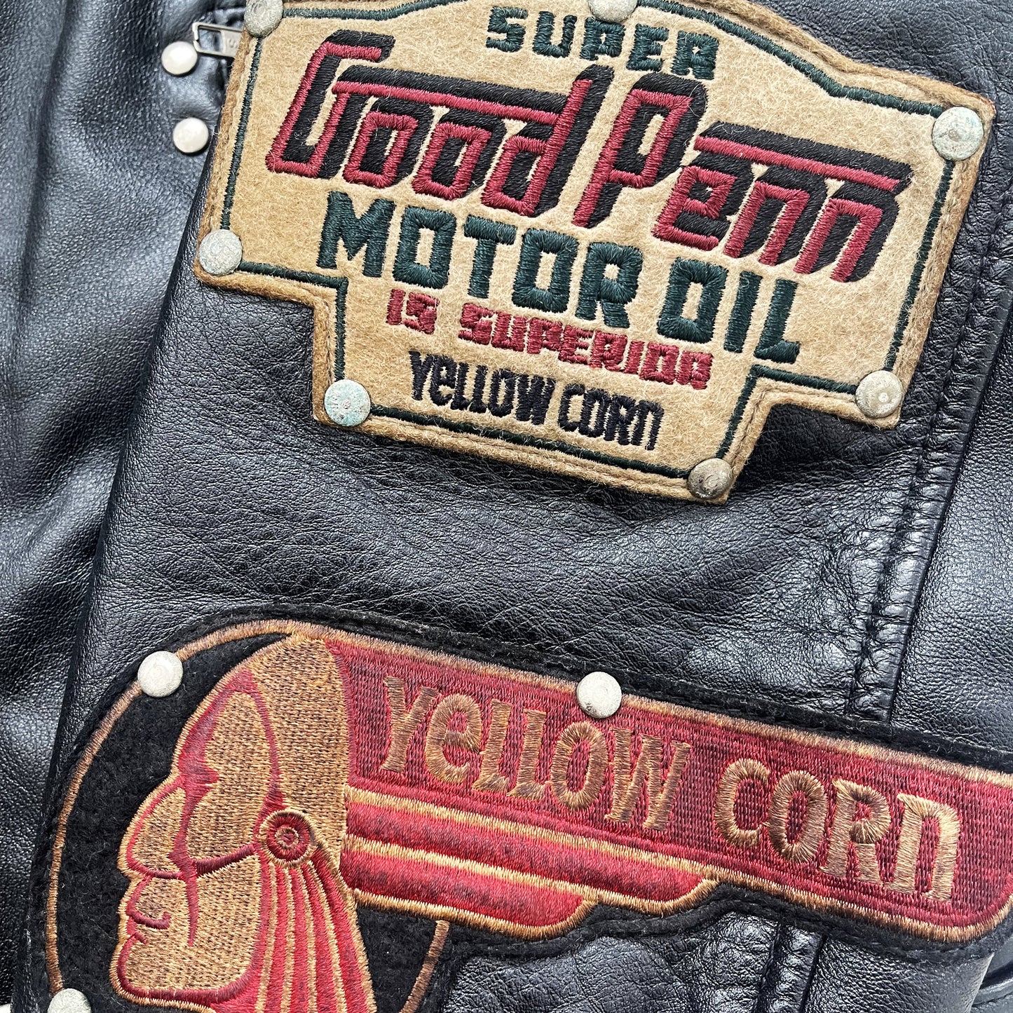 Yellow Corn Punk Leather Biker Jacket - M