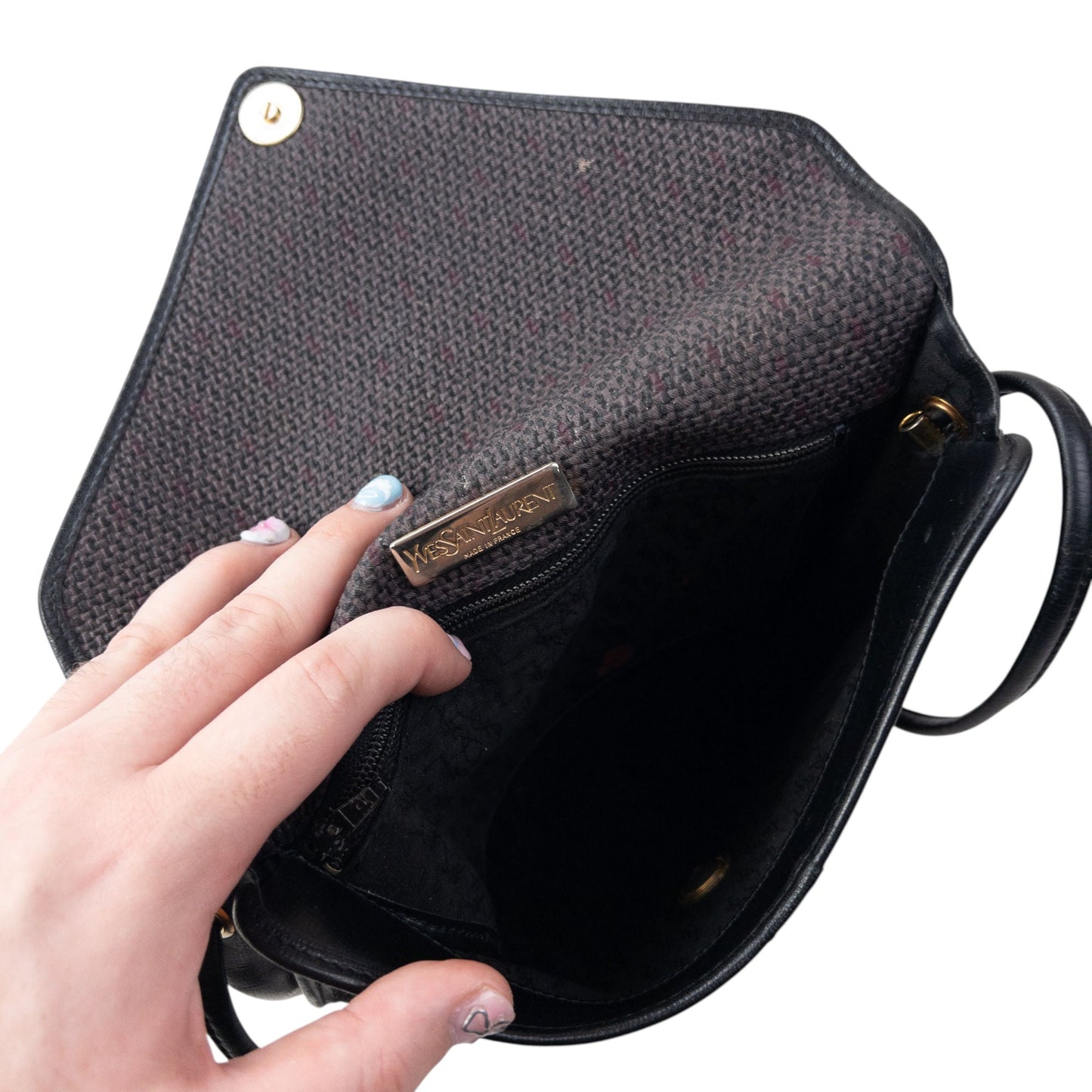 Vintage 80s YSL Yves Saint Laurent Woven Crossbody Bag | O/S, Black