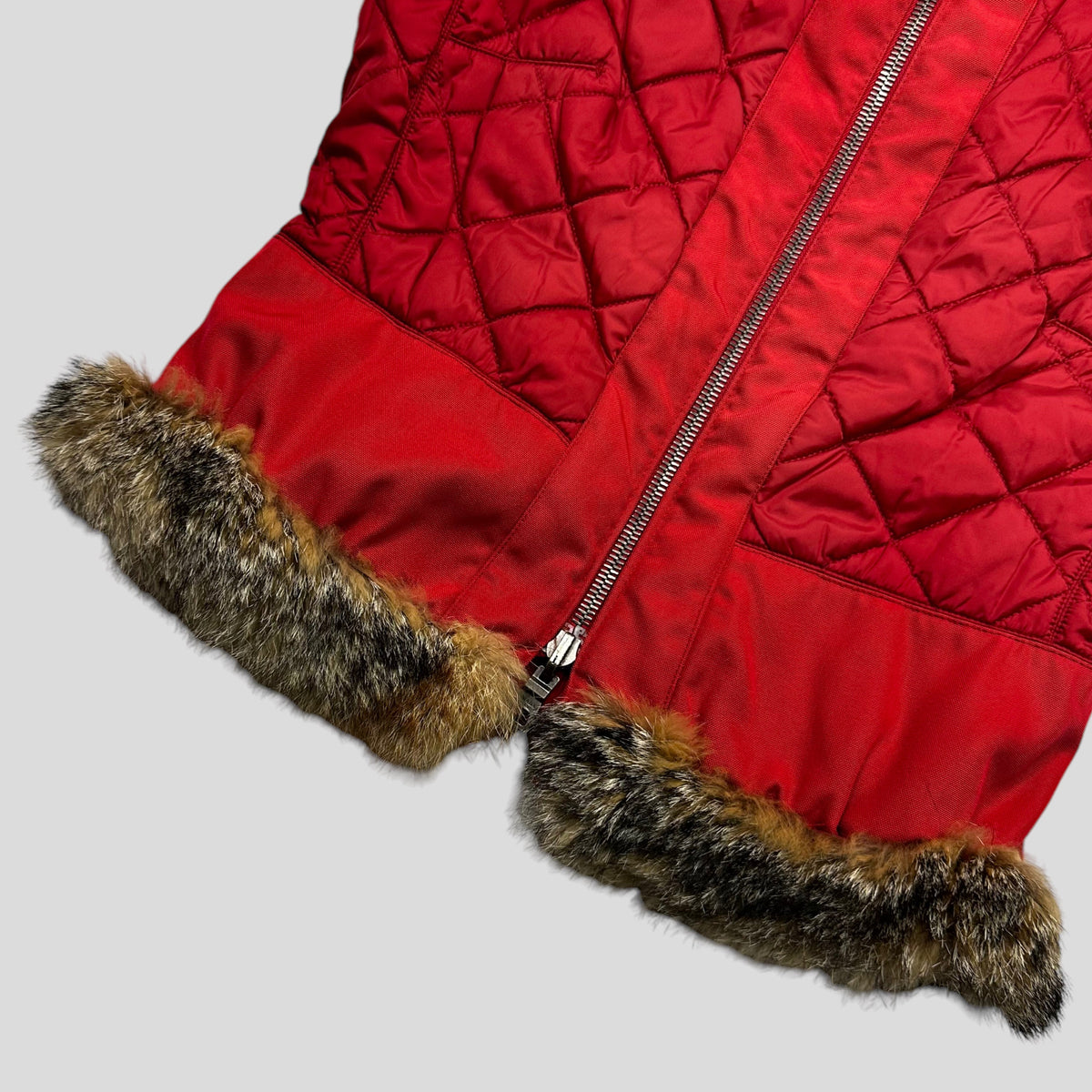Prada Sport 00’s Ballistic Nylon Fox Fur Reversible Quilted Gilet - IT44 | O/S, Orange