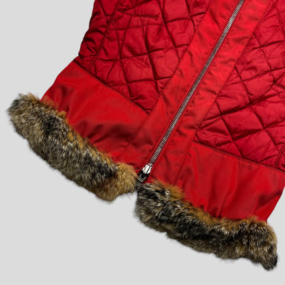 Prada Sport 00’s Ballistic Nylon Fox Fur Reversible Quilted Gilet - IT44 | O/S, Orange