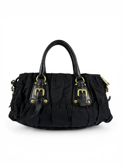 2010s Prada Nylon Tessuto Gaufre Black Handbag | O/S, Black
