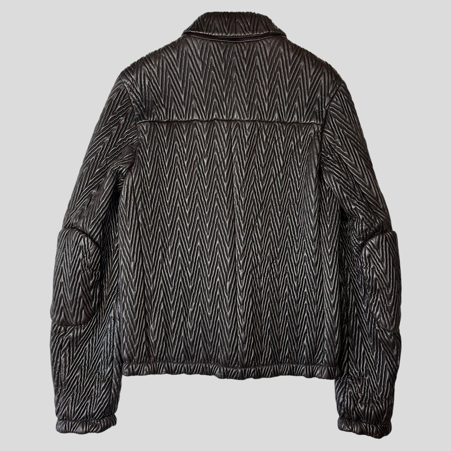 Prada Milano 2006 Runway 3D Ruched Leather Zigzag Jacket - IT48 | Default Title, Multicoloured
