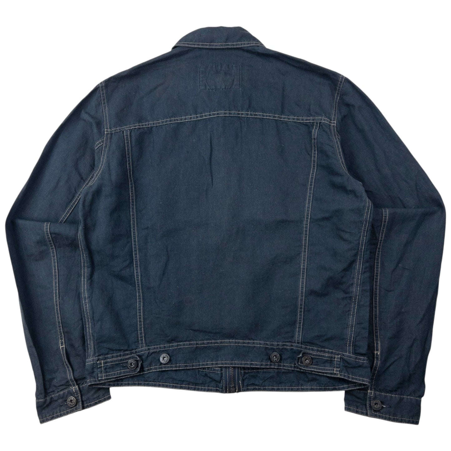Vintage 2000s Marithe + Francois Girbaud Zip Up Linen Jacket Size S | Small, Blue