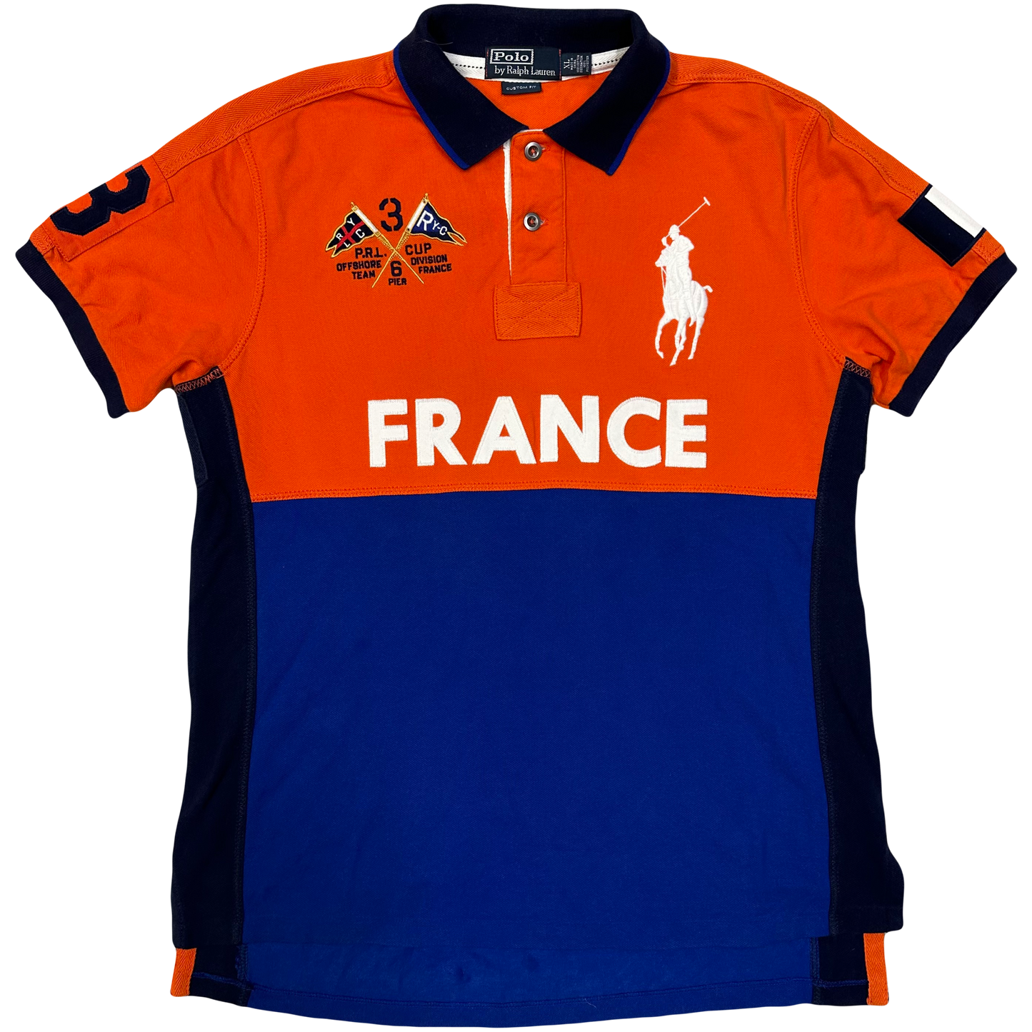 Ralph Lauren Spellout France Polo In Orange & Blue ( XL )