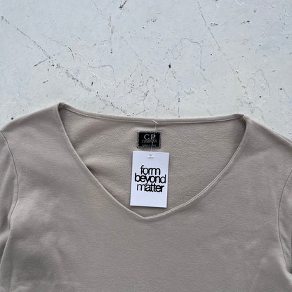 fw1998 cp company donna v neck top | Beige, Beige