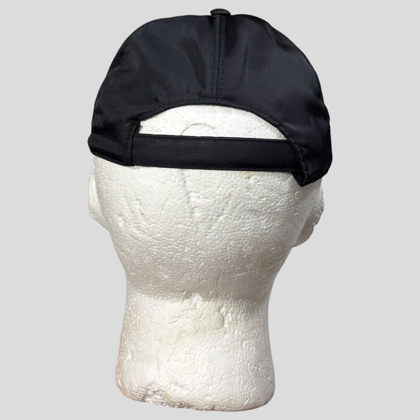 Prada Milano Triangle Plaque Logo Black Nylon Baseball Cap - M/L | O/S, Black