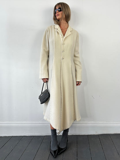 Comme des Garçons 90s Unlined Waterfall Pure Wool Coat - M