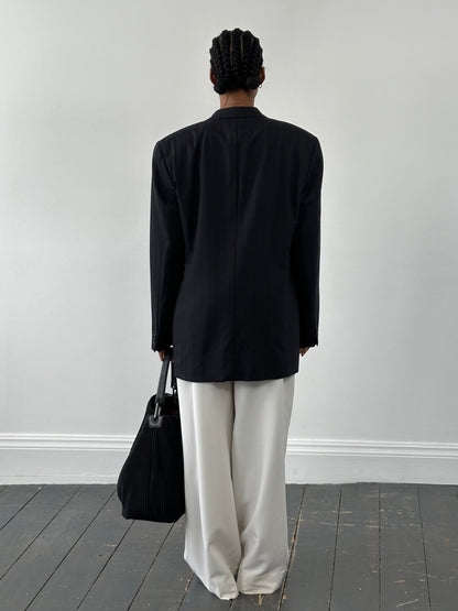 Armani Collezioni 2000s Pure Wool Stripe Single Breasted Blazer - 42R/XL