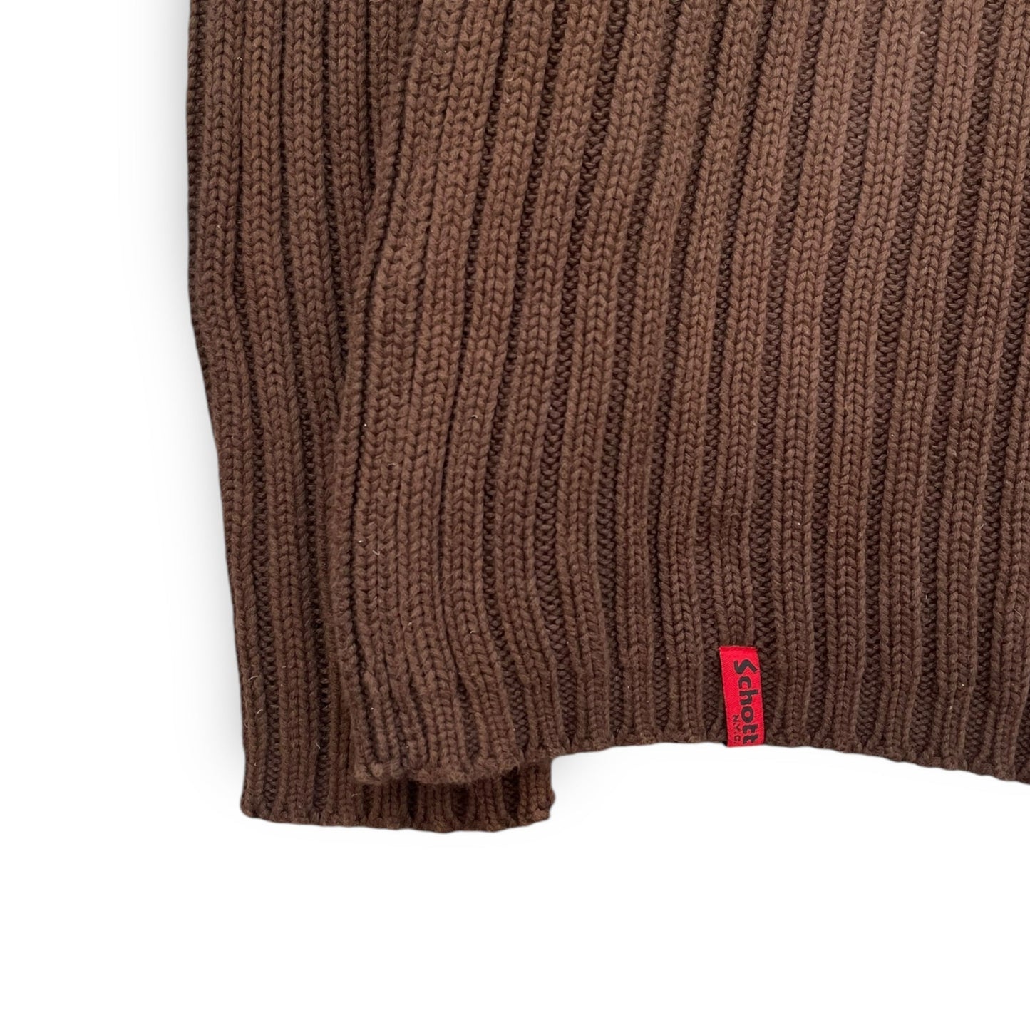 2000's Schott NYC Dual Zip Knitted Balaclava Hoodie (M) | Default Title, Brown