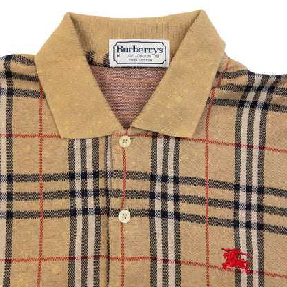 Vintage 90s Burberry Nova Check Polo Jumper Size M | Medium, Beige