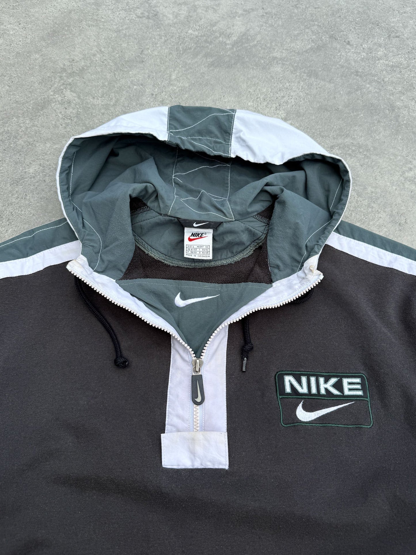 nike 1990s heavyweight embroidered spellout logo hoodie (l) | Default Title, Red