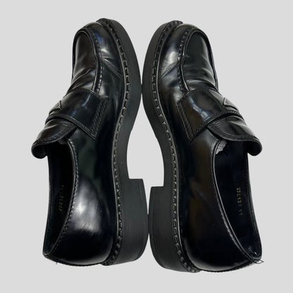 Prada Milano 2021 Black Brushed Leather Loafers - UK11/11.5