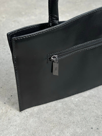 Italian Vintage 2000s Curved Leather Hand Bag
