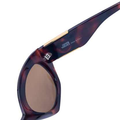 Vintage 90s Gianni Versace Tortoise Shell Medusa Sunglasses | O/S, Brown