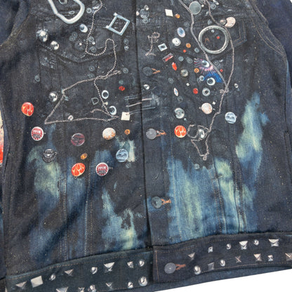 Vintage 2000s PPFM Embellished Denim-Look Print Jacket Womens Size M | Medium, Multi