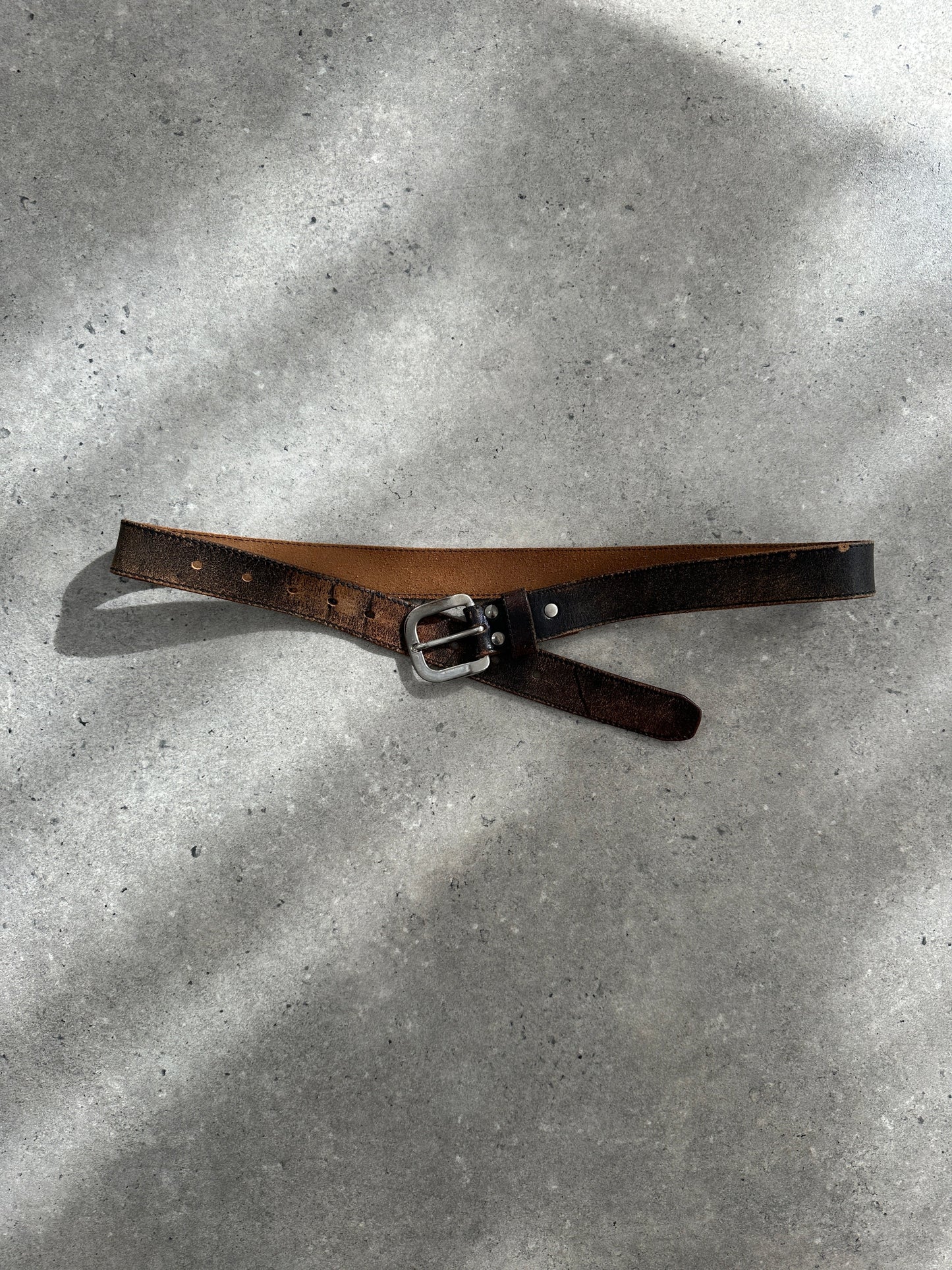 Vintage 1980s Distressed Leather Belt - W27-35