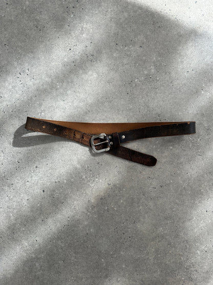 Vintage 1980s Distressed Leather Belt - W27-35