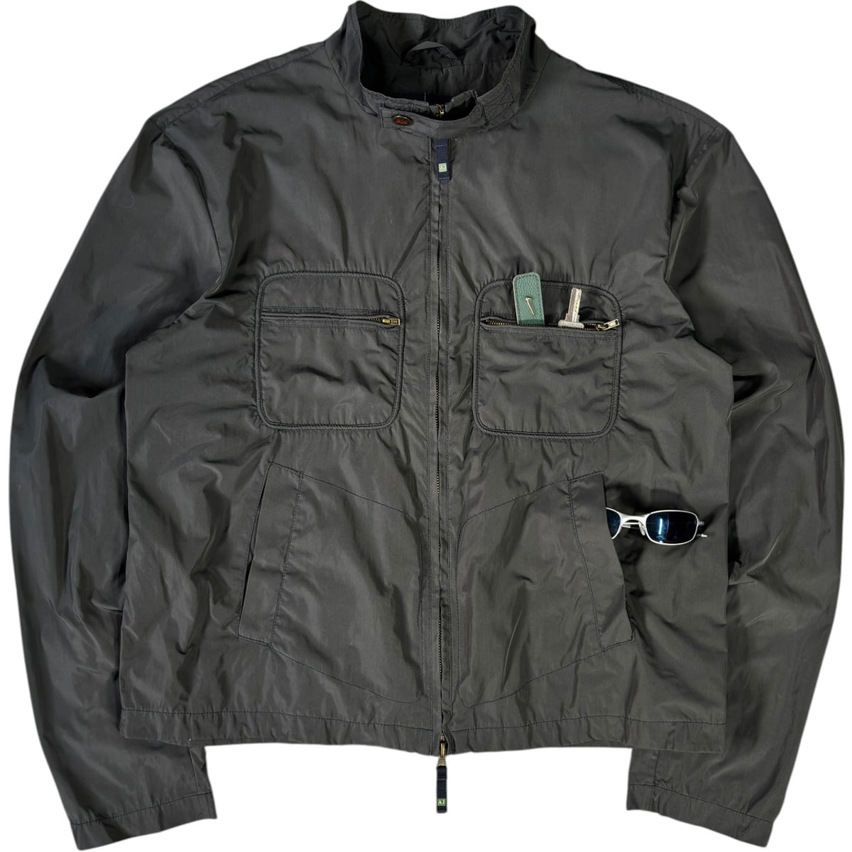 Armani Jeans 00's Dark Grey Cropped Multipocket Jacket XL | XL, Grey