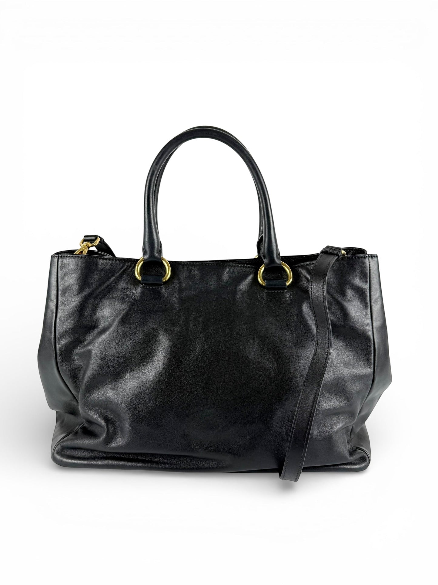 2010s Prada Nappa Leather 2Way Black Tote Bag | O/S, Black