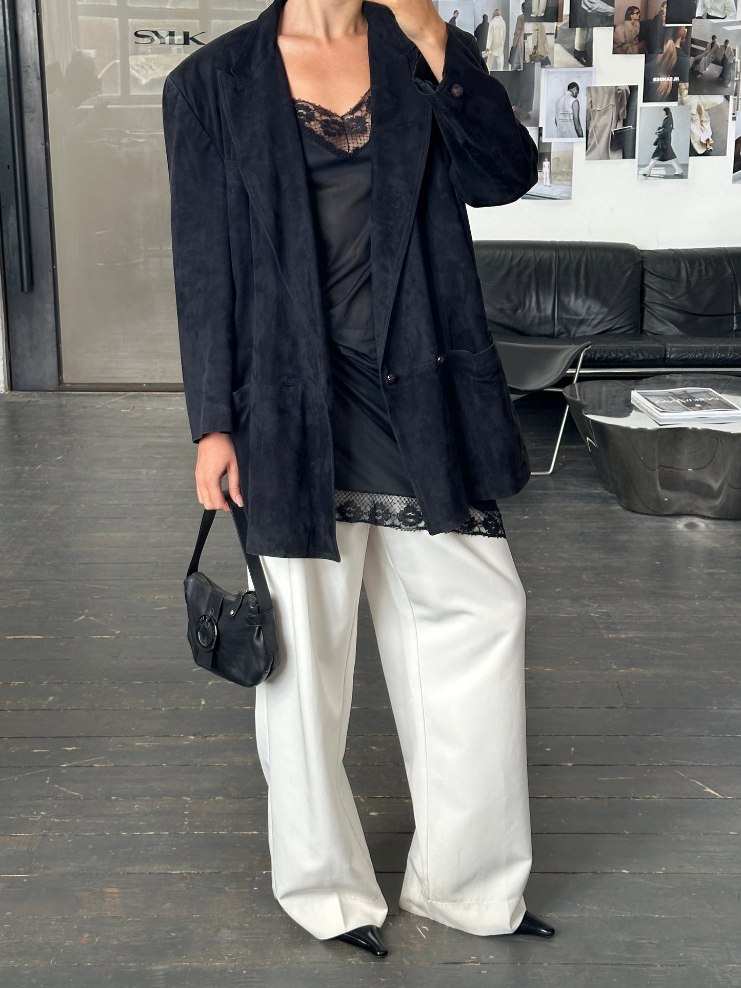 Vintage 1980s Lace Semi Sheer Slip Dress - M