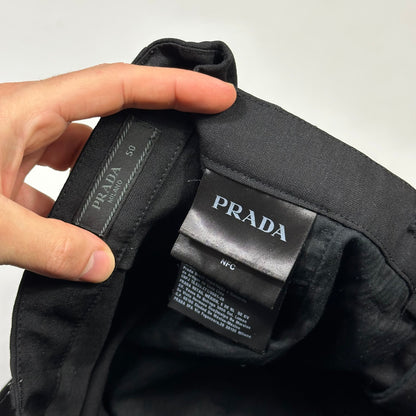 Prada Milano 2022 Mohair & Wool Striped Plaque Logo Trousers - IT50 (L)