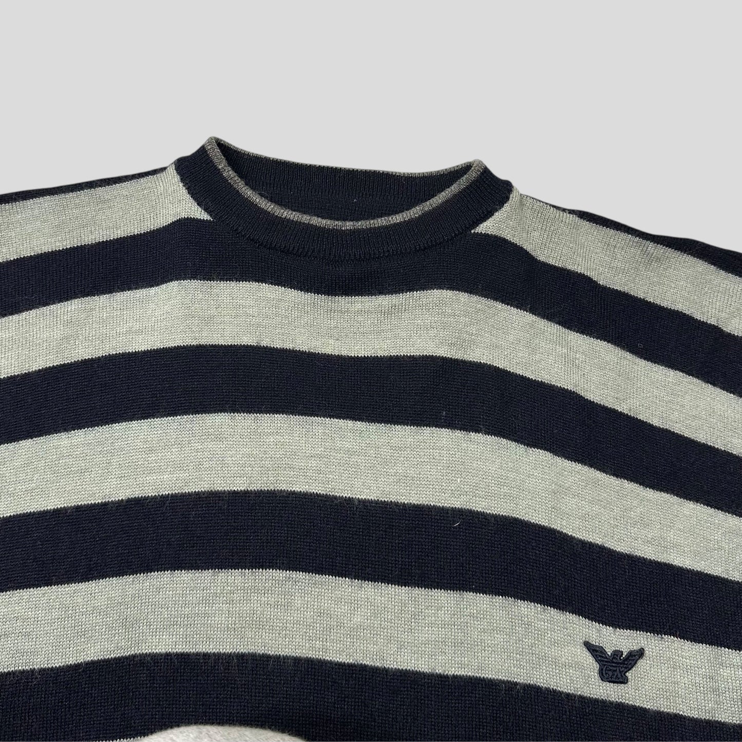 Emporio Armani 80’s Striped Wool Convertible Collar Knit Jumper - L | Default Title, Multicoloured