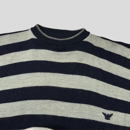 Emporio Armani 80’s Striped Wool Convertible Collar Knit Jumper - L | Default Title, Multicoloured