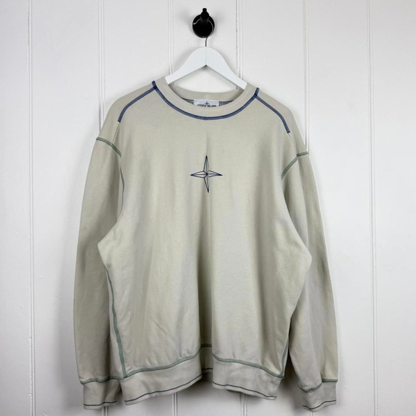 Stone Island Logo Crewneck Sweatshirt Cream (L) | Large, Multicoloured